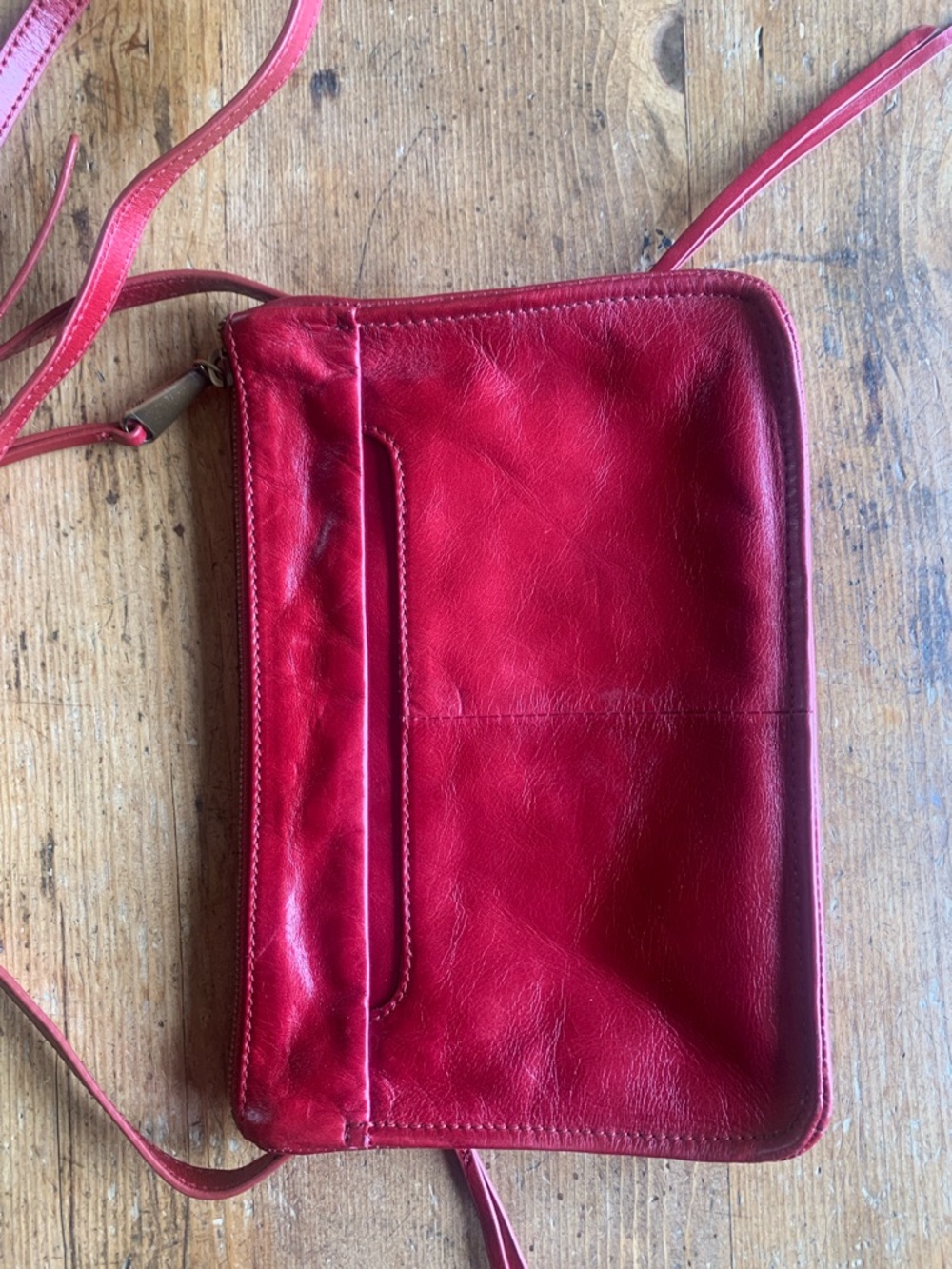 HOBO Red Leather Crossbody with Dual Front Zips - Picture 12 of 16